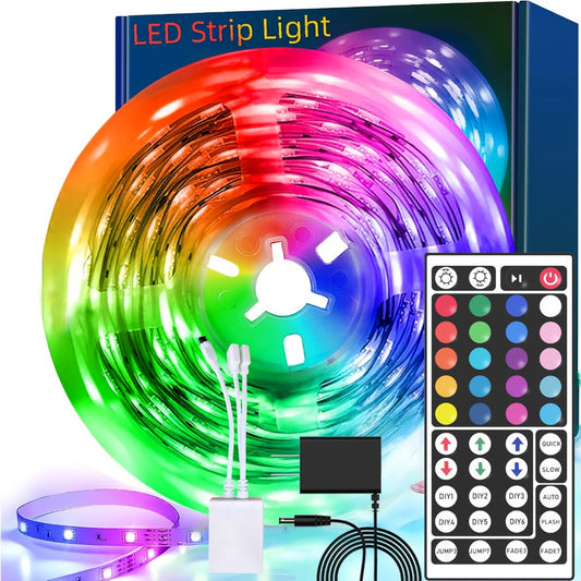 LED Strip Light RGB Room Kit in 50ft or 100ft Lengths with Remote Control, Dimming and Multi-Mode Color Effects