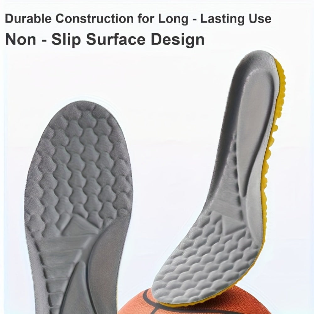 Two-Pair Yellow-and-Grey Full-Length Shoe Insoles with Six EU35-46 Size Options from 240 to 290 mm