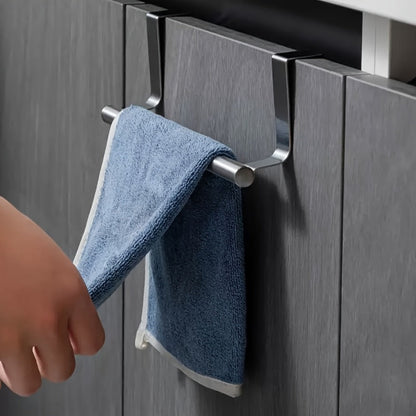 Stainless Steel Over-Cabinet Towel Bar Set, 2 Pieces in Black or Silver, 36.5cm for Kitchens and Bathrooms