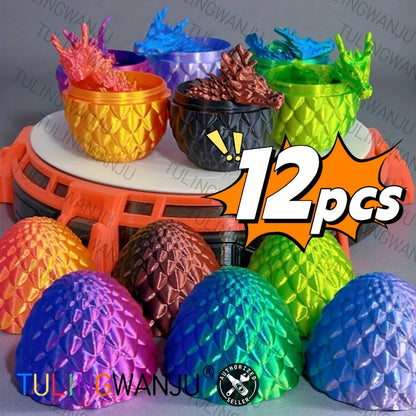 Dragon Figurine & Dragon Egg Set 12pcs – Fantasy Collectible Statues 11.81" Dragon Statue + 3.54" Egg Ornaments Random Colors Home Decor Gift for Dragon Lovers Collectors Teens Birthday Christmas