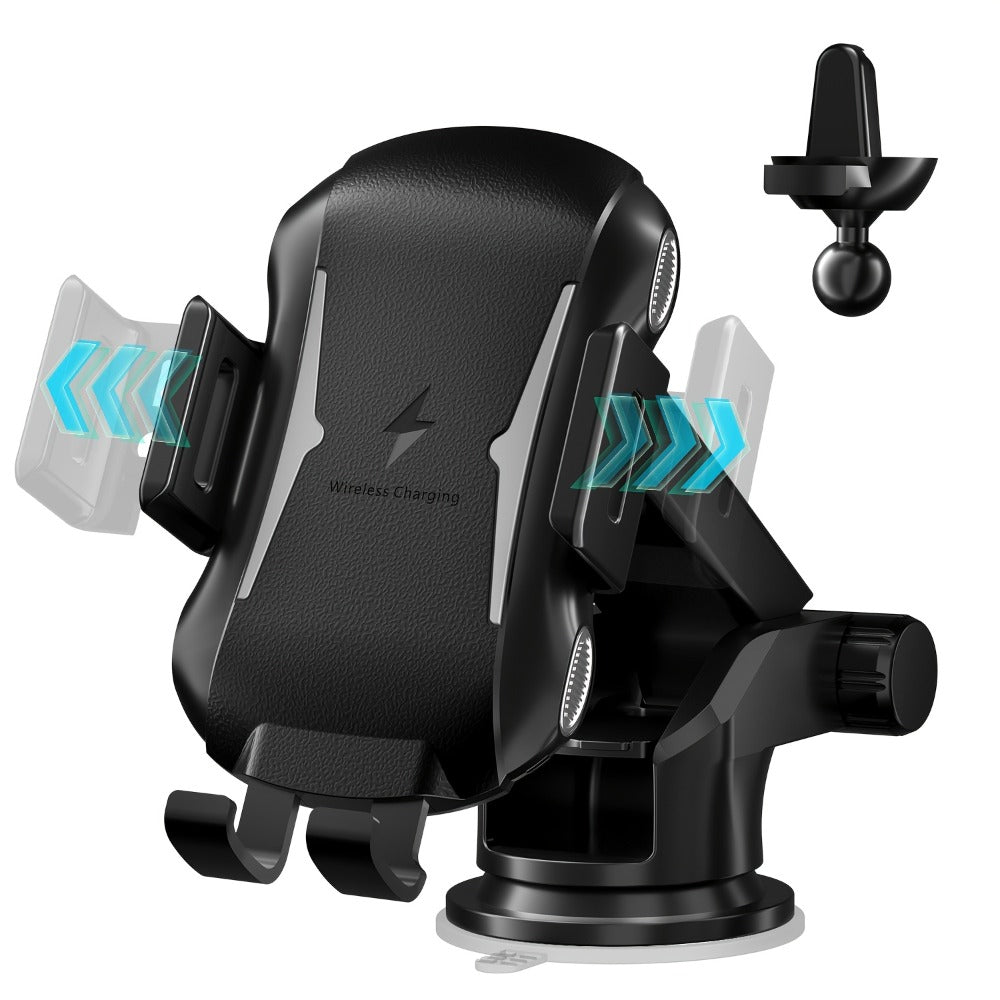 Infrared Auto-Sensing Car Phone Mount 10W Wireless Charging Auto-Lock Clamp Vent Clip Dashboard Suction 360° for iPhone 16 15 14 13 12, Samsung Galaxy S24 S23 S22, All Qi Devices – Black