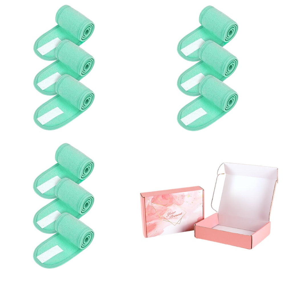 Nine-Piece Facial Headband Set in Seven Protected Boxed Color Options for Face-Washing Routines