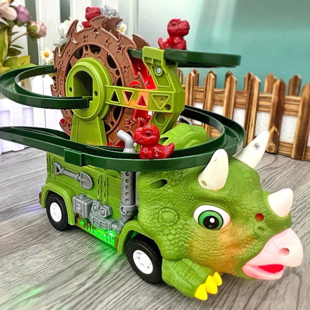 Toddler Dinosaur Track Set Orbital Triceratops Electric Stair Slide Roller Coaster Toy with Lights & Music | Sensory Learning Toy for Boys Ages 1 2 3 | Best Toddler Birthday Christmas Gift