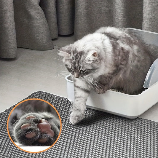Cat Litter Mat Honeycomb Double Layer - Waterproof Urine-Proof Washable Litter Trapping Mat, Reduces Scatter & Easy to Clean, 2 Sizes & 3 Colors for Indoor Cats