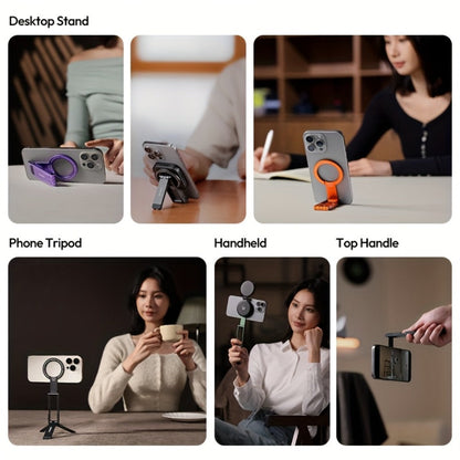 ULANZI MA60 Magnetic Phone Tripod 5-in-1 Foldable Stand Ultra-Slim 0.8cm 14N Dual Magnet 500g Load for Vlogging Content Creation Desktop Handheld Aluminum Alloy