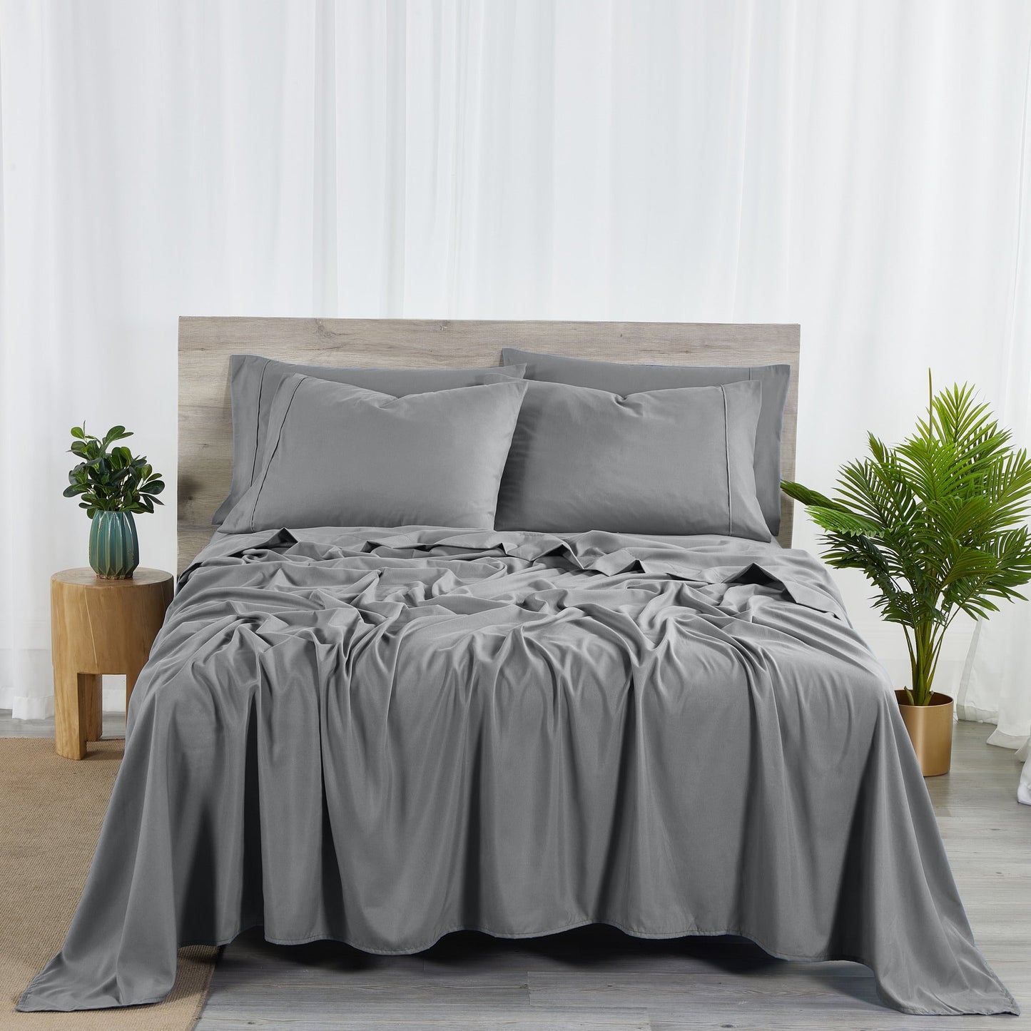 Sheet Set, 2000-Thread-Count 50% Microfiber and 50% Bamboo Blend with 16-Inch Fitted Pocket and Size-Based Pieces