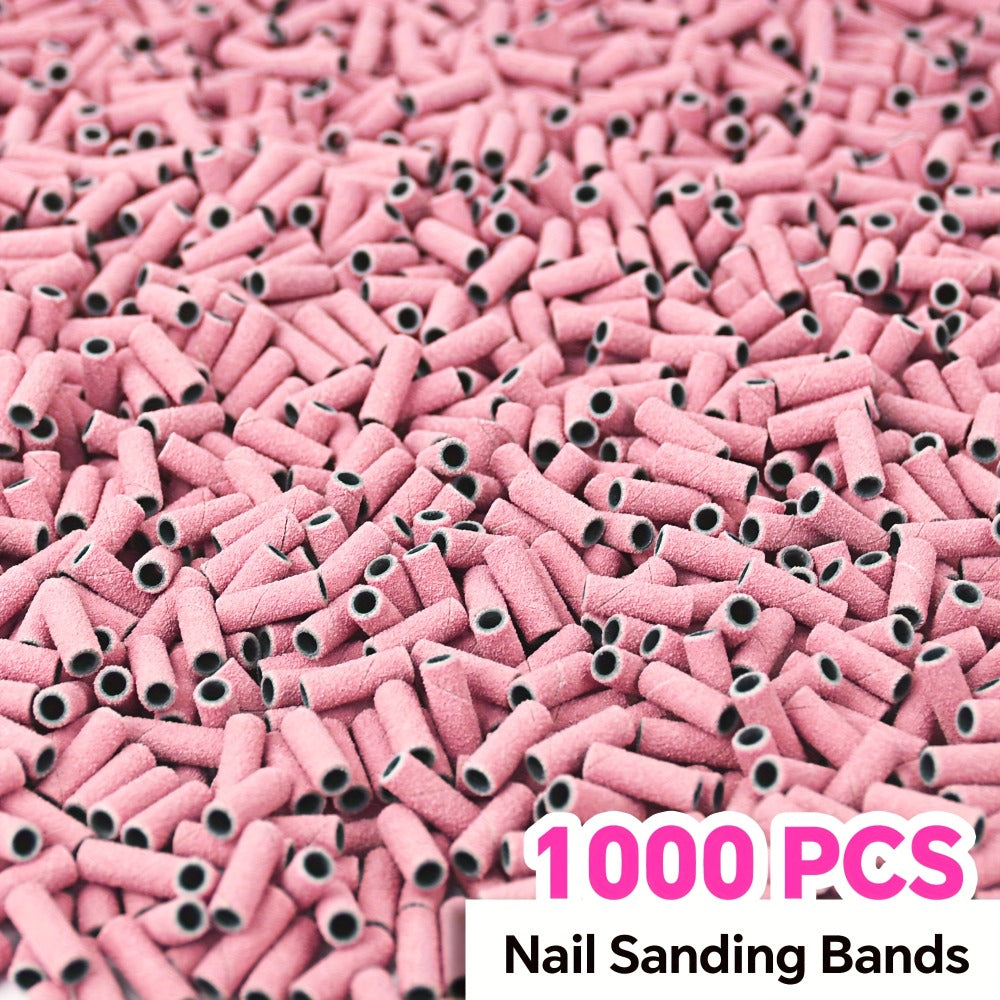 1000-Piece Nail Sanding Band Set with Mandrel, Coarse, Medium or Fine Grit Options for Nail Drill Filing