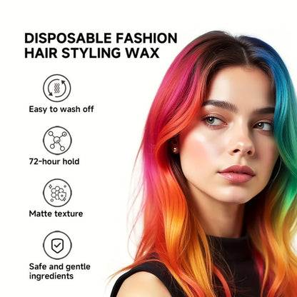 Temporary Hair Color Wax with Strong-Hold Styling Formula in Ten Shades for Parties and Costumes