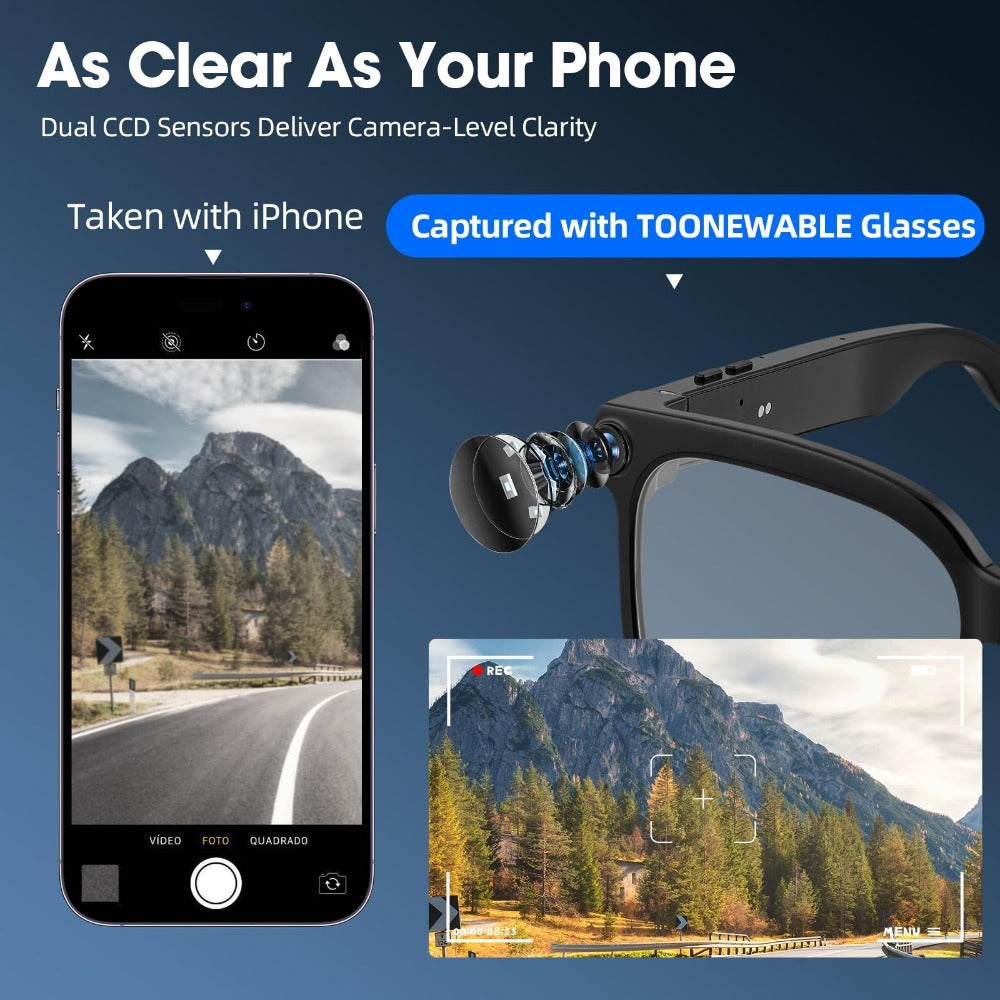 Smart Glasses 8MP Camera Eyewear with Photochromic Lenses, Translation, Object Recognition and Bluetooth Audio