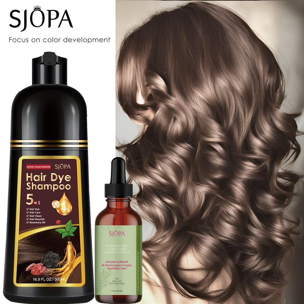 Hair Color Shampoo 5-in-1 Instant Gray Coverage Color Dyeing Conditioner 16.9oz – SJOPA No Ammonia Safe Natural Formula 12 Shades Unisex Men Women