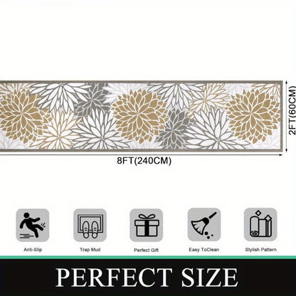 Floral Medallion Hallway Runner in Brown or Grey with 2 × 6, 2 × 8 and 2 × 10 ft Options for Home Decor