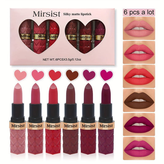 Berry Red Velvet Matte Lipstick Set 6 Colors Waterproof Long-Lasting Smudge-Proof – Non-Fading 12H Wear Velvety Lip Color for All Skin Types Daily Wear Special Events Holiday Gift Women
