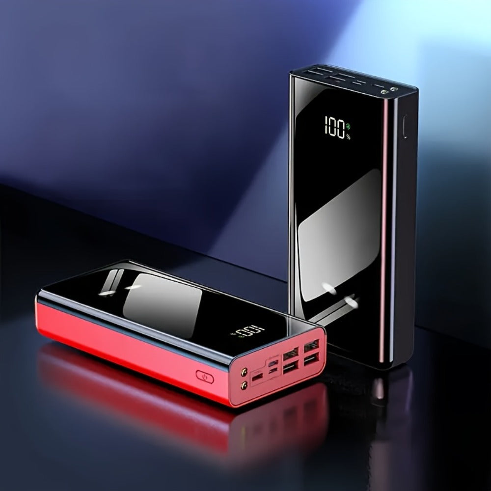 Power Bank 30000mAh or 100000mAh with 22.5W Charging, Digital Display and LED Flashlight in Black or Red
