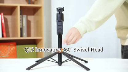 Aluminum Alloy Auto Tracking Phone Tripod with 360° Face Recognition 1200mAh Rechargeable Battery & Wireless Remote – Extendable Selfie Stick Stand for iPhone Android Live Streaming Vlog Travel