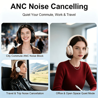 Foldable ANC Over-Ear Headphones with Bluetooth 5.4, Built-In Microphone and Three Color Options for Travel