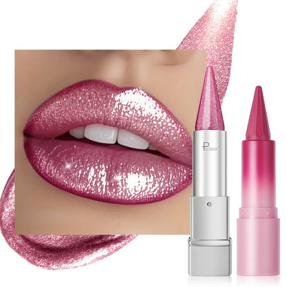 Lipstick Set 2pcs for Women — Highly Pigmented Waterproof Matte & Metallic Shimmer Lip Color Combo with Pointed-Tip Precision, Long-Lasting Full Coverage Beauty Gift