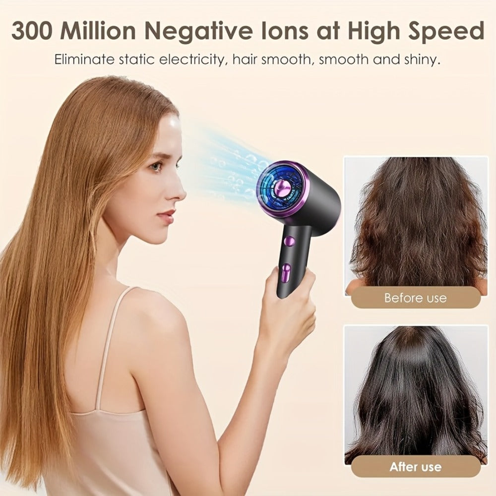 Hair Dryer Hair Styling Tool with 1600W Motor, Six Attachments and Six Color Options for Home Use