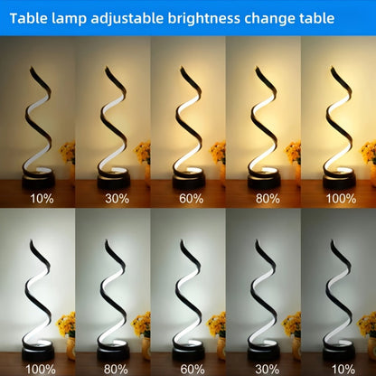 Two-Style Spiral LED Table Lamp with Touch Dimming in Black or White, Single or Two-Pack Options