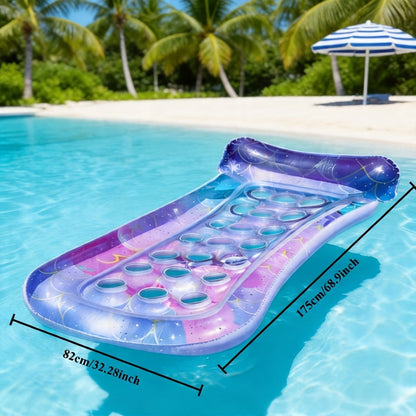 Inflatable Pool Float Sequin Gradient, Rectangular PVC Floating Bed with Ventilation Holes & Flash Gradient Colors, Buoyancy Water Lounge for Indoor Outdoor Pool Beach Lake