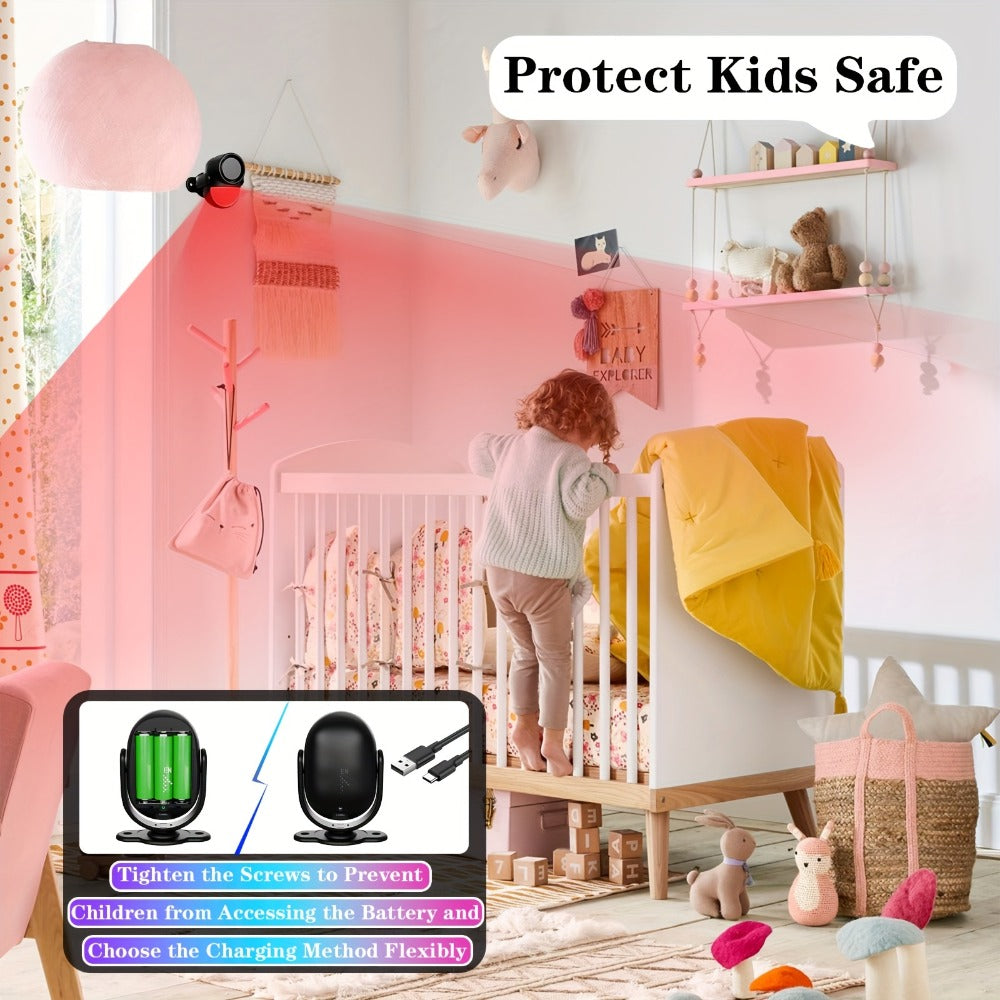 125dB Wireless Motion Sensor Alarm with Siren Light & Remote Control, Indoor Infrared Security Motion Detector for Home