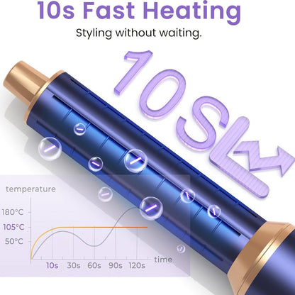 5-in-1 Hot Air Brush Hair Styling Tool with Three Temperature Settings and Five Attachments