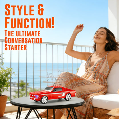Retro Classic Car Model Bluetooth Speaker with Deep Bass, Colorful LED Lights, FM Radio, USB TF AUX Inputs, Built-In Mic, USB-C Rechargeable – Vintage Novelty Wireless Speaker for Home Decor, Office, Party & Gifts