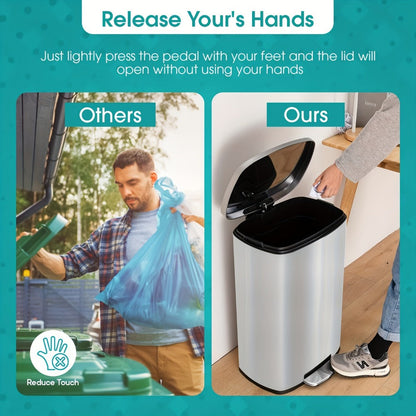 Pedal Trash Can with Removable Inner Bucket, 13, 7.93 or Twin 1.32-Gallon Options in Four Finishes