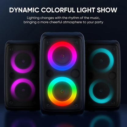 Wireless Bluetooth Speaker with Color LED Lights, MOKiN KTS-1265 Portable Party Speaker, Bass Boost