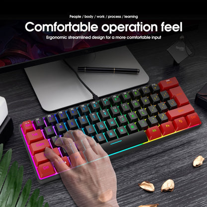60% Compact Wired Gaming Keyboard RGB Backlit Membrane Ultra-Mini 61 Keys for PC Gamers Laptop Desktop Windows Mac – SNPURDIRI Red and Black Small Gaming Keyboard with Anti-Ghosting