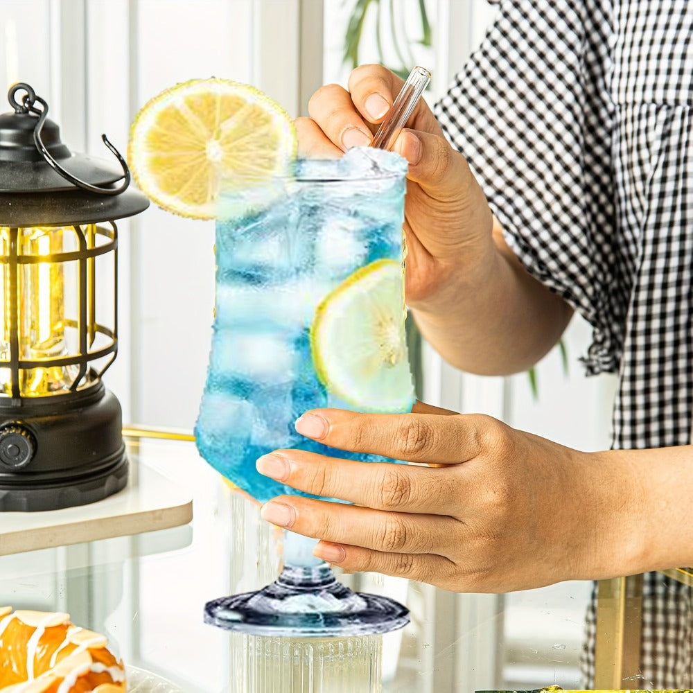 Twelve-Piece Footed Highball Glass Set with 13-Ounce Capacity and 6.5-Inch Tall Flared Shape