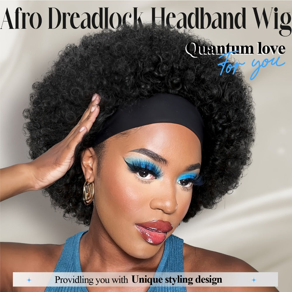 6-Inch Afro Curly Headband Wig in Four 1B, 4, 1B30 and 27/33A Protected Color Options for Styling