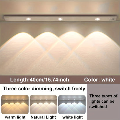 LED Strip Light Motion Sensor Bar with USB Rechargeable Power, Three White Tones, 20–50cm Sizes and One or Two Packs