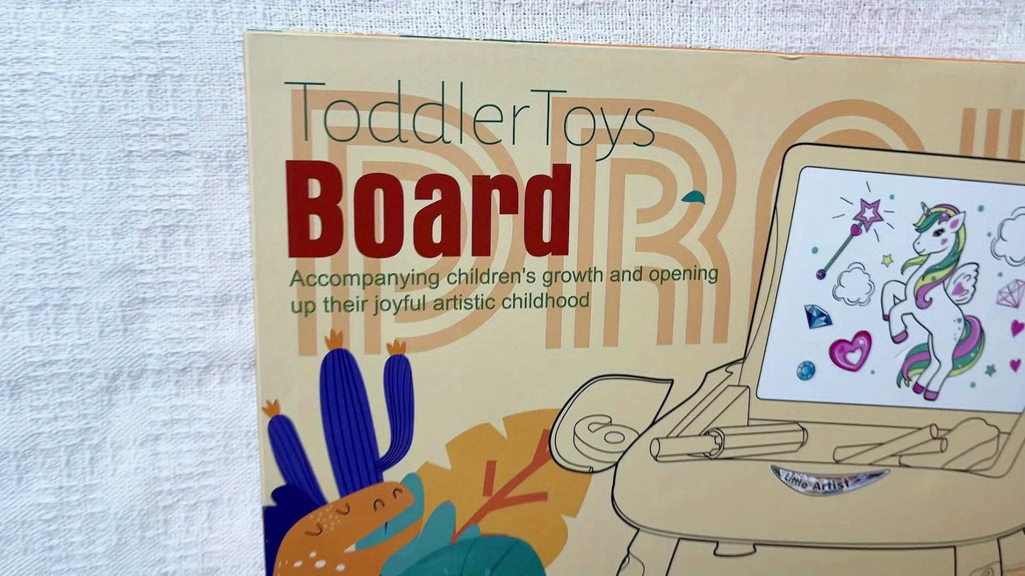 Double-Sided Kids Drawing Easel with Foldable Tabletop Stand, Chalkboard, Whiteboard and Six Color Options