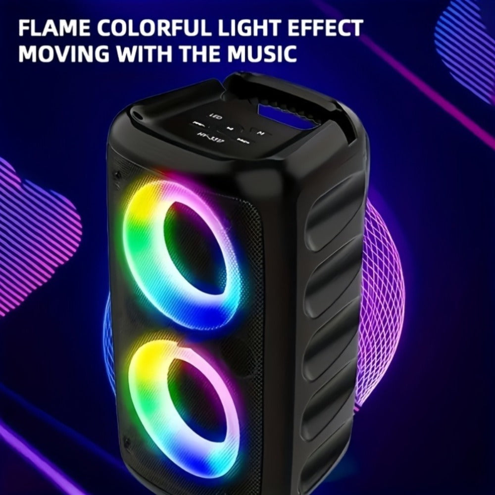 Outdoor LED Bluetooth Speaker with Microphone Large Stereo PA System Wireless Portable Speaker for Square Dancing Park Performances Stage Events Parties Singing Rechargeable Battery