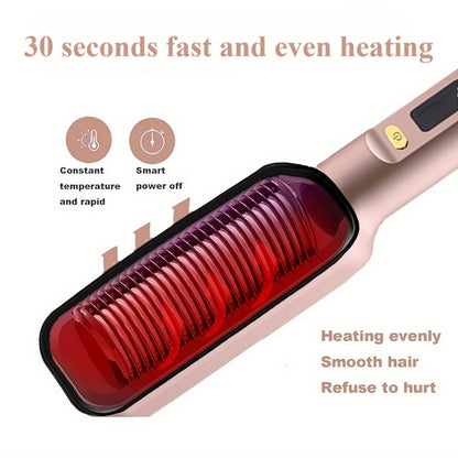 2-in-1 Wet and Dry Hair Straightener Curler Portable Flat Iron Fast Heat Adjustable Temperature Frizz-Free Styling Tool for Home Travel Women Gift Champagne