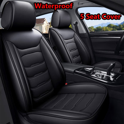 Car Seat Covers Full Set 5-Seat – Faux Leather Waterproof, Airbag Compatible, Front Storage Bag, Universal Fit Sedan SUV Truck Van, Luxury Brown / Pink / Black Pink