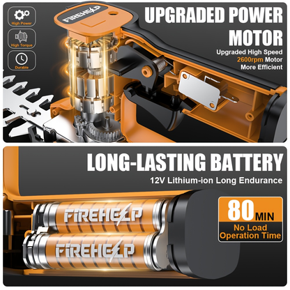 Electric Hedge Trimmer 2-in-1 Cordless with Rechargeable Lithium Battery, Brushless Motor Pruning Shears & Grass Shrub Cutter for Garden, Lawn, Yard & Branch Trimming – Gift for Men
