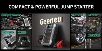 8000A Jump Starter with Air Compressor - 12V Portable Jump Box for Gas & Diesel Cars, USB Ports & LED Flashlight | Up to 8.0L Gas & 6.5L Diesel