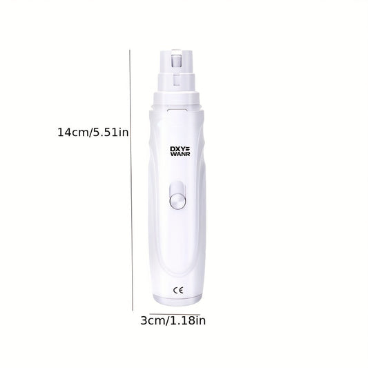 Electric Pet Nail Grinder 2-Speed 3-Port - Rechargeable Quiet Dog Cat Nail Trimmer with 3 Hour Battery Life, Painless Paw Nail Polisher for Small Medium Large Dogs All Breeds, White