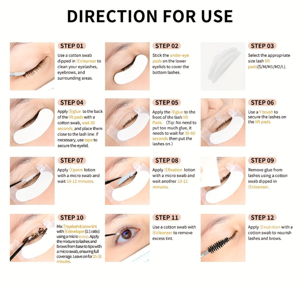Lash Lift Kit & Brow Lamination Tint Set — 2-in-1 Eyelash Perm & Eyebrow Lamination with Black Brown Tint Dye, 4-6 Week Long-Lasting Results, DIY Home or Salon Use, Complete Beauty Kit for Women