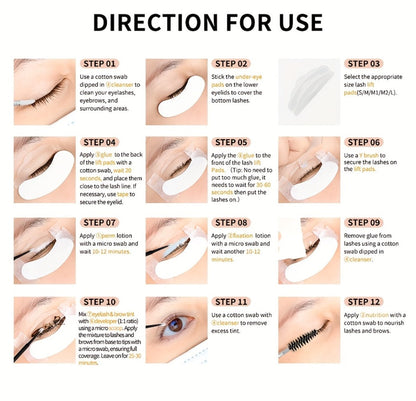 Lash Lift Kit & Brow Lamination Tint Set — 2-in-1 Eyelash Perm & Eyebrow Lamination with Black Brown Tint Dye, 4-6 Week Long-Lasting Results, DIY Home or Salon Use, Complete Beauty Kit for Women