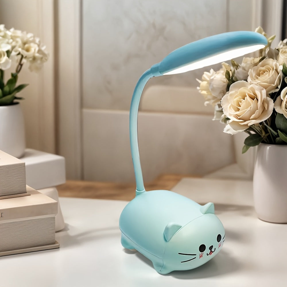 Night Light Mini Animal Desk Lamp with Flexible Neck, USB Rechargeable Power and Five Bunny or Cat Style Options