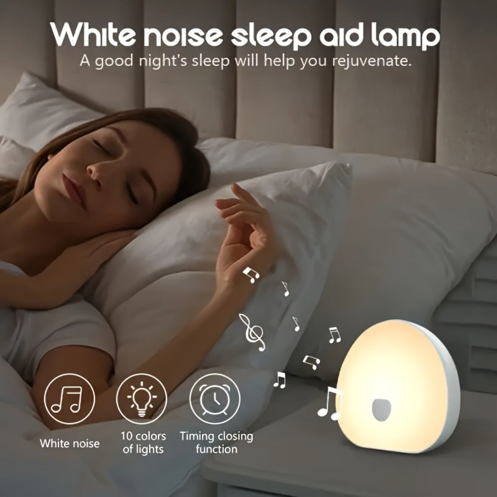 White Noise Machine with RGB Smart Light – Portable USB Rechargeable Sleep Aid, 1200mAh Battery, Touch Control, 16 Colors, Timer | Baby, Adults, Home & Office