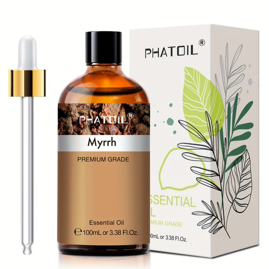 Essential Oil Myrrh 100ml Dropper Bottle with Warm Earthy Balsamic Scent for Diffuser and Candles
