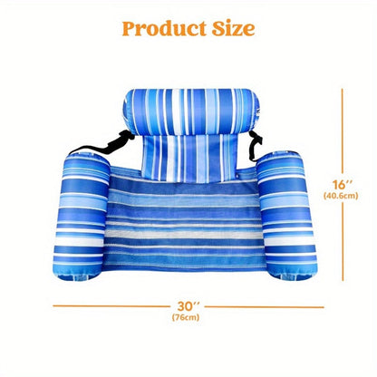 Pool Float Lounge Chair Two-Pack with Adjustable Head Support, Fabric-Covered Sling and Carry Case