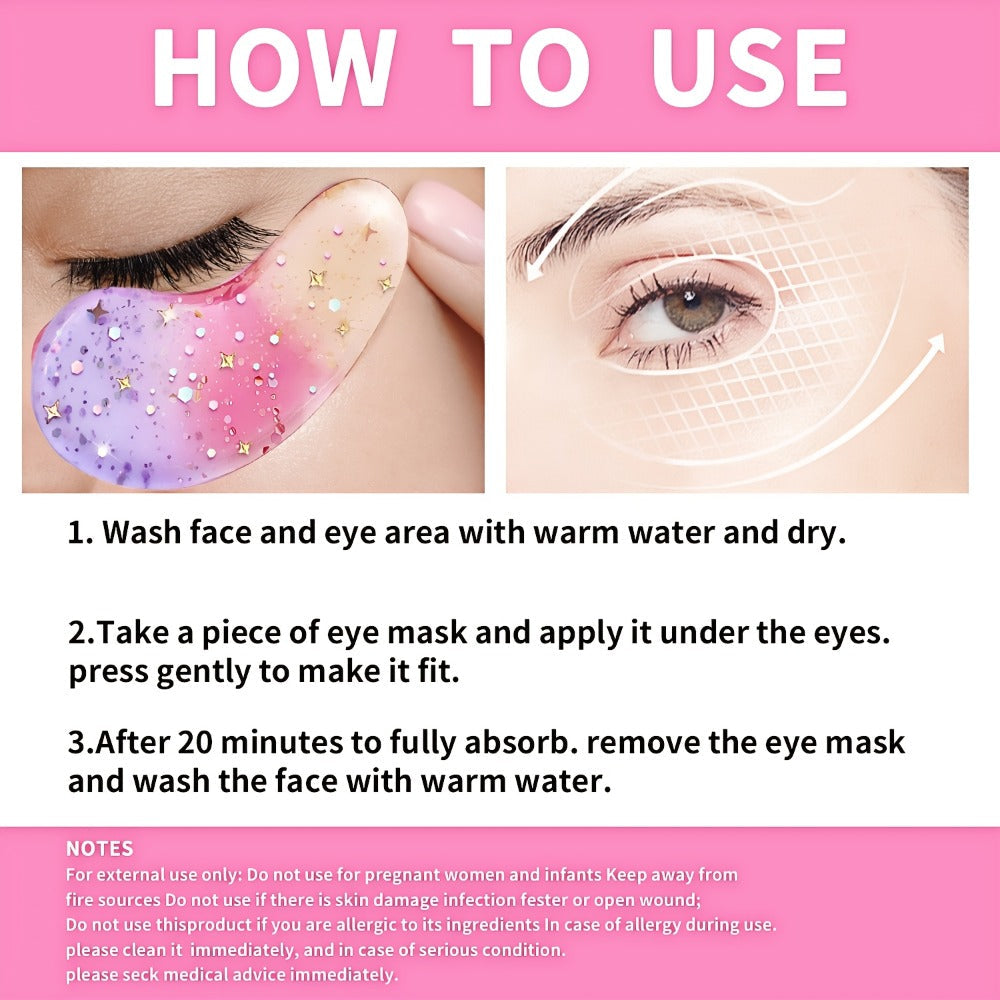 Collagen Eye Patches 24 Pairs Tri-Color Crystal Under Eye Mask - Hydrating, Chamomile, Hypoallergenic | All Skin Types | Men & Women | Travel Essential