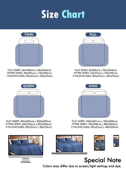 Fitted Sheet Set Deep Pocket | Soft Cooling Breathable Bedding 3-4pcs Fade-Resistant All-Season for Twin Full Queen King – Solid Color Bed Sheets for Dorm Guest Room Everyday Use