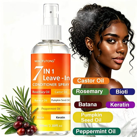 7-in-1 Leave-In Hair Essence Spray for Women - Anti Frizz Shine Boost Heat Protection Deep Moisture Floral Scent Lightweight No-Rinse Formula for Dry Damaged All Hair Types 100ml