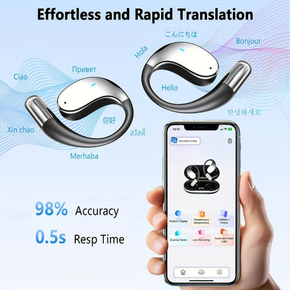 Triple Mode AI Translation Earphones 156 Languages & Accents Real-Time Wireless – 2026 Upgraded Travel Business Study Translator Device Compatible with iOS Android