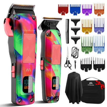 Graffiti Hair Clipper Kit with 7500 RPM Motor, Ten Color-Coded Guide Combs, Storage Case and Grooming Accessories